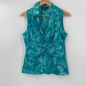Jones New York tie dye vibe blue cotton sleeveless top size medium